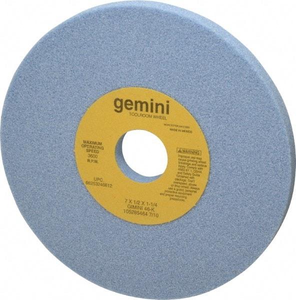 Norton - 7" Diam x 1-1/4" Hole x 1/2" Thick, K Hardness, 46 Grit Surface Grinding Wheel - Aluminum Oxide, Type 1, Coarse Grade, 3,600 Max RPM, No Recess - Apex Tool & Supply