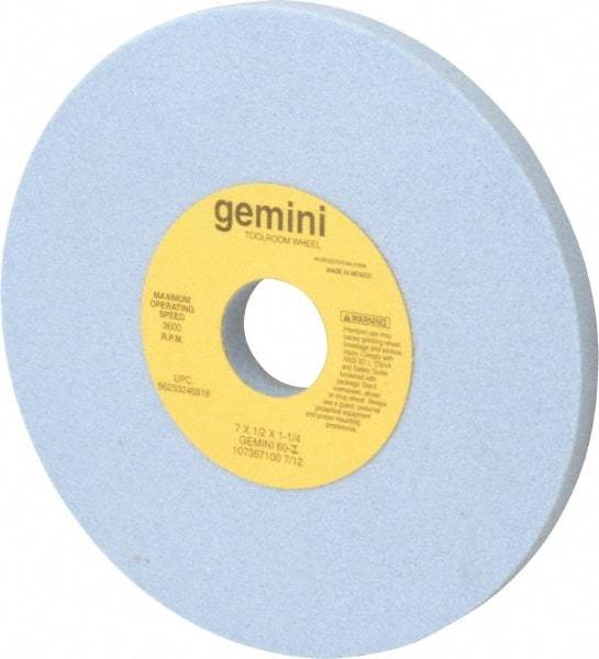 Norton - 7" Diam x 1-1/4" Hole x 1/2" Thick, I Hardness, 60 Grit Surface Grinding Wheel - Aluminum Oxide, Type 1, Medium Grade, 3,600 Max RPM, No Recess - Apex Tool & Supply