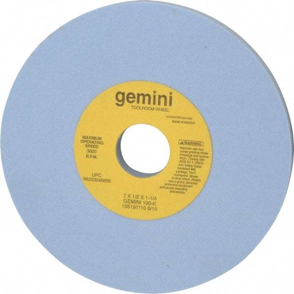 Norton - 7" Diam x 1-1/4" Hole x 1/2" Thick, K Hardness, 100 Grit Surface Grinding Wheel - Aluminum Oxide, Type 1, Fine Grade, 3,600 Max RPM, No Recess - Apex Tool & Supply