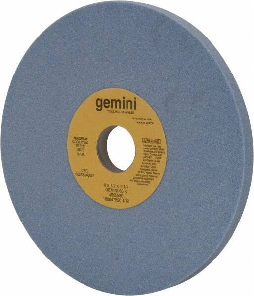 Norton - 8" Diam x 1-1/4" Hole x 1/2" Thick, K Hardness, 60 Grit Surface Grinding Wheel - Aluminum Oxide, Type 1, Medium Grade, 3,600 Max RPM, No Recess - Apex Tool & Supply
