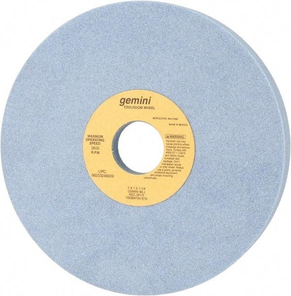 Norton - 7" Diam x 1-1/4" Hole x 1" Thick, J Hardness, 60 Grit Surface Grinding Wheel - Aluminum Oxide, Type 5, Medium Grade, 3,600 Max RPM, One-Side Recess - Apex Tool & Supply