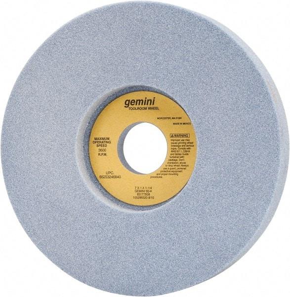 Norton - 7" Diam x 1-1/4" Hole x 1" Thick, K Hardness, 60 Grit Surface Grinding Wheel - Aluminum Oxide, Type 5, Medium Grade, 3,600 Max RPM, One-Side Recess - Apex Tool & Supply