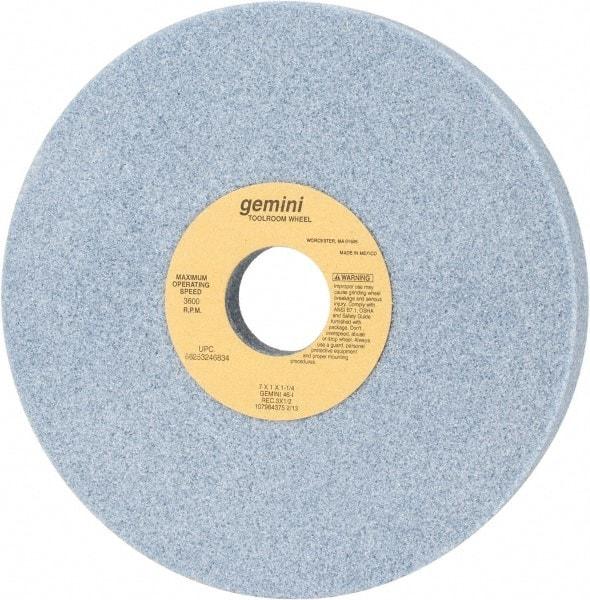 Norton - 7" Diam x 1-1/4" Hole x 1" Thick, I Hardness, 46 Grit Surface Grinding Wheel - Aluminum Oxide, Type 5, Coarse Grade, 3,600 Max RPM, One-Side Recess - Apex Tool & Supply