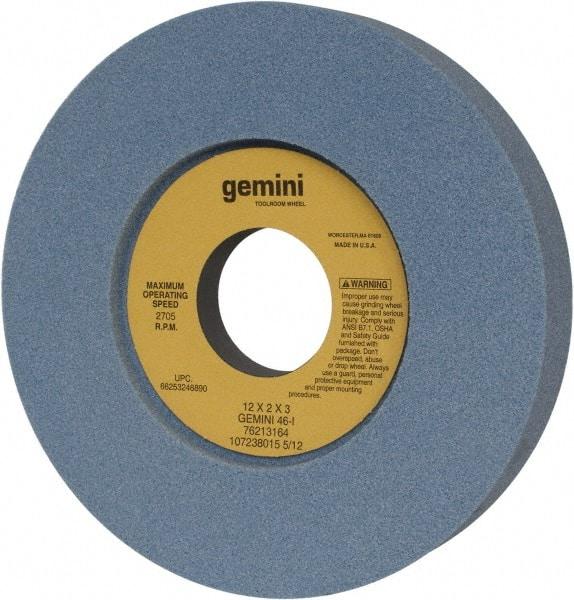 Norton - 12" Diam x 3" Hole x 2" Thick, I Hardness, 46 Grit Surface Grinding Wheel - Aluminum Oxide, Type 7, Coarse Grade, 2,705 Max RPM, Two-Side Recess - Apex Tool & Supply