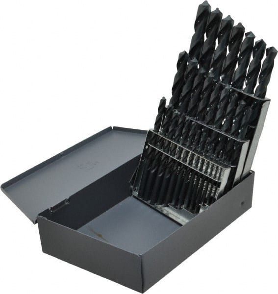 Chicago-Latrobe - 1/16 to 1/2", 118° Point, Oxide Finish, High Speed Steel Jobber Length Drill Bit Set - Apex Tool & Supply