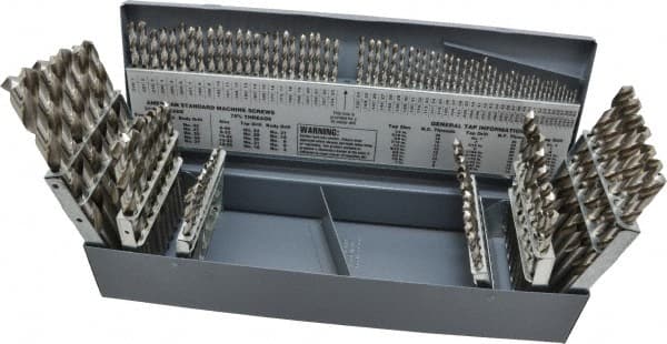 Chicago-Latrobe - 1/16 to 1/2", 118° Point, Bright Finish, High Speed Steel Jobber Length Drill Bit Set - Apex Tool & Supply