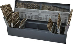 Chicago-Latrobe - 1/16 to 1/2", 135° Point, Gold Finish, Cobalt Jobber Length Drill Bit Set - Apex Tool & Supply