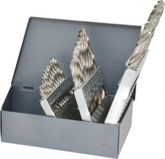 Chicago-Latrobe - 1/16 to 1/2", 118° Point, Bright Finish, High Speed Steel Jobber Length Drill Bit Set - Apex Tool & Supply