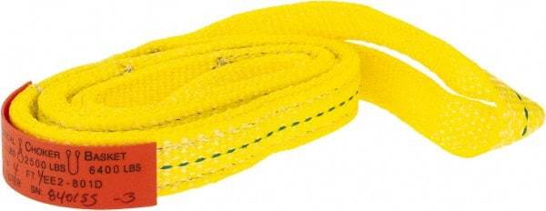 Lift-All - 4' Long x 1" Wide, 3,200 Lb Vertical Capacity, 2 Ply, Polyester Web Sling - 2,500 Lb Choker Capacity, Yellow - Apex Tool & Supply