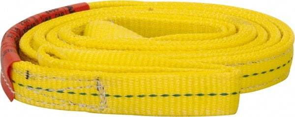 Lift-All - 8' Long x 1" Wide, 3,200 Lb Vertical Capacity, 2 Ply, Polyester Web Sling - 2,500 Lb Choker Capacity, Yellow - Apex Tool & Supply
