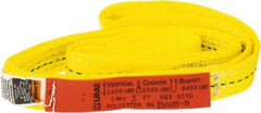 Lift-All - 3' Long x 1" Wide, 3,200 Lb Vertical Capacity, 2 Ply, Polyester Web Sling - 2,500 Lb Choker Capacity, Yellow - Apex Tool & Supply