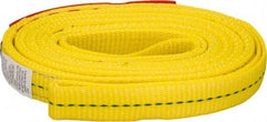 Lift-All - 8' Long x 1" Wide, 3,200 Lb Vertical Capacity, 2 Ply, Polyester Web Sling - 2,500 Lb Choker Capacity, Yellow - Apex Tool & Supply