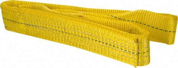 Lift-All - 4' Long x 2" Wide, 6,400 Lb Vertical Capacity, 2 Ply, Polyester Web Sling - 5,000 Lb Choker Capacity, Yellow - Apex Tool & Supply