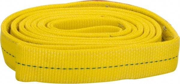 Lift-All - 12' Long x 2" Wide, 6,400 Lb Vertical Capacity, 2 Ply, Polyester Web Sling - 5,000 Lb Choker Capacity, Yellow - Apex Tool & Supply