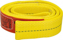 Lift-All - 4' Long x 2" Wide, 6,400 Lb Vertical Capacity, 2 Ply, Polyester Web Sling - 5,000 Lb Choker Capacity, Yellow - Apex Tool & Supply