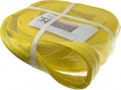 Lift-All - 12' Long x 3" Wide, 8,600 Lb Vertical Capacity, 2 Ply, Polyester Web Sling - 6,900 Lb Choker Capacity, Yellow - Apex Tool & Supply