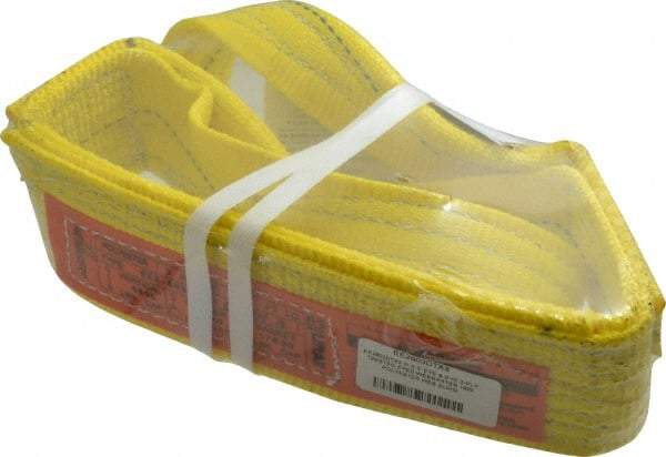 Lift-All - 3' Long x 3" Wide, 8,600 Lb Vertical Capacity, 2 Ply, Polyester Web Sling - 6,900 Lb Choker Capacity, Yellow - Apex Tool & Supply