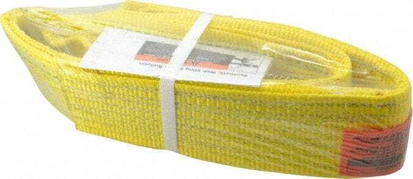 Lift-All - 4' Long x 3" Wide, 8,600 Lb Vertical Capacity, 2 Ply, Polyester Web Sling - 6,900 Lb Choker Capacity, Yellow - Apex Tool & Supply