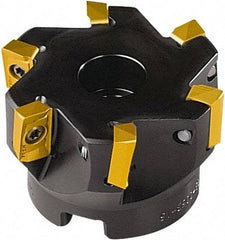 Seco - 7 Inserts, 80mm Cut Diam, 27mm Arbor Diam, 15mm Max Depth of Cut, Indexable Square-Shoulder Face Mill - 90° Lead Angle, 50mm High, AP.. 1604 Insert Compatibility - Apex Tool & Supply