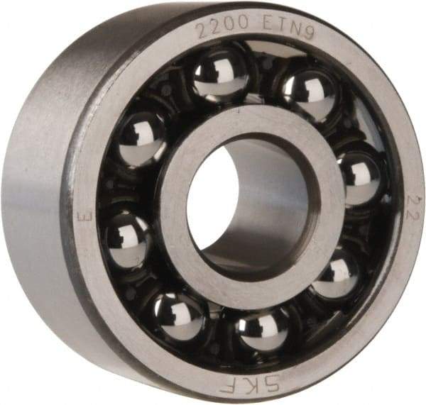 SKF - 10mm Bore Diam, 30mm OD, Open Self Aligning Radial Ball Bearing - 14mm Wide, 2 Rows, Round Bore, 389 Lb Static Capacity, 1,810 Lb Dynamic Capacity - Apex Tool & Supply