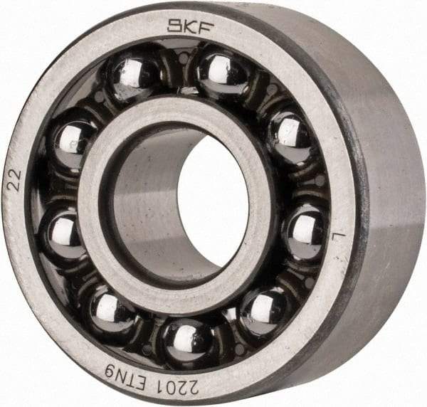 SKF - 12mm Bore Diam, 32mm OD, Open Self Aligning Radial Ball Bearing - 14mm Wide, 2 Rows, Round Bore, 427 Lb Static Capacity, 1,920 Lb Dynamic Capacity - Apex Tool & Supply