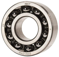 SKF - 15mm Bore Diam, 35mm OD, Open Self Aligning Radial Ball Bearing - 14mm Wide, 2 Rows, Round Bore, 459 Lb Static Capacity, 1,960 Lb Dynamic Capacity - Apex Tool & Supply
