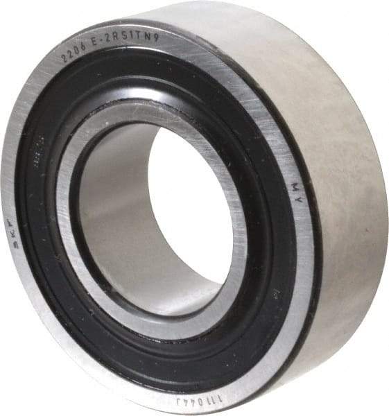 SKF - 30mm Bore Diam, 62mm OD, Double Seal Self Aligning Radial Ball Bearing - 20mm Wide, 2 Rows, Round Bore, 1,510 Lb Static Capacity, 5,350 Lb Dynamic Capacity - Apex Tool & Supply