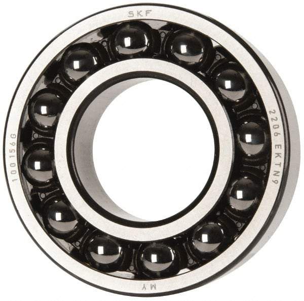 SKF - 30mm Bore Diam, 62mm OD, Open Self Aligning Radial Ball Bearing - 20mm Wide, 2 Rows, Round Bore, 1,510 Lb Static Capacity, 5,350 Lb Dynamic Capacity - Apex Tool & Supply