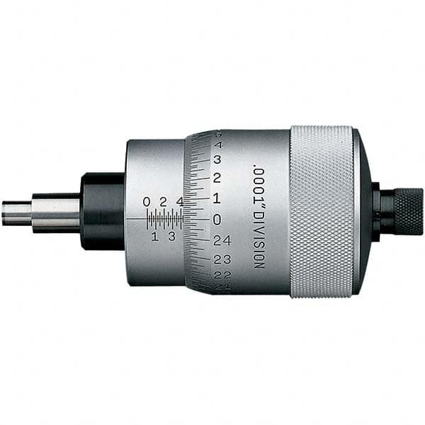 Starrett - 1 Inch, 2-1/16 Inch Plain Thimble, 5/16 Inch Diameter x 1-7/16 Inch Long Spindle, Mechanical Micrometer Head - Apex Tool & Supply