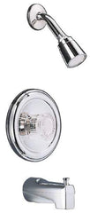 Moen - Concealed, One Handle, Chrome Coated, Steel, Valve, Shower Head and Tub Faucet - Knob Handle, Acrylic Handle - Apex Tool & Supply