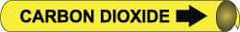 NMC - Pipe Marker with Carbon Dioxide Legend and Arrow Graphic - 10 to 10" Pipe Outside Diam, Black on Yellow - Apex Tool & Supply