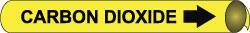 NMC - Pipe Marker with Carbon Dioxide Legend and Arrow Graphic - 1-1/8 to 2-3/8" Pipe Outside Diam, Black on Yellow - Apex Tool & Supply