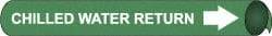 NMC - Pipe Marker with Chilled Water Return Legend and Arrow Graphic - 1-1/8 to 2-3/8" Pipe Outside Diam, White on Green - Apex Tool & Supply