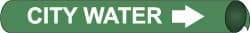 NMC - Pipe Marker with City Water Legend and Arrow Graphic - 1-1/8 to 2-3/8" Pipe Outside Diam, White on Green - Apex Tool & Supply