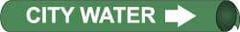 NMC - Pipe Marker with City Water Legend and Arrow Graphic - 1-1/8 to 2-3/8" Pipe Outside Diam, White on Green - Apex Tool & Supply