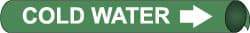 NMC - Pipe Marker with Cold Water Legend and Arrow Graphic - 10 to 10" Pipe Outside Diam, White on Green - Apex Tool & Supply