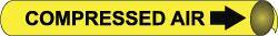 NMC - Pipe Marker with Compressed Air Legend and Arrow Graphic - 6 to 8" Pipe Outside Diam, Black on Yellow - Apex Tool & Supply