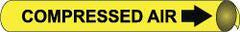 NMC - Pipe Marker with Compressed Air Legend and Arrow Graphic - 6 to 8" Pipe Outside Diam, Black on Yellow - Apex Tool & Supply