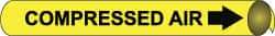 NMC - Pipe Marker with Compressed Air Legend and Arrow Graphic - 2-1/2 to 3-1/4" Pipe Outside Diam, Black on Yellow - Apex Tool & Supply