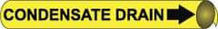 NMC - Pipe Marker with Condensate Drain Legend and Arrow Graphic - 8 to 10" Pipe Outside Diam, Black on Yellow - Apex Tool & Supply