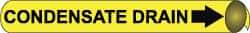 NMC - Pipe Marker with Condensate Drain Legend and Arrow Graphic - 4-5/8 to 5-7/8" Pipe Outside Diam, Black on Yellow - Apex Tool & Supply