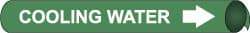 NMC - Pipe Marker with Cooling Water Legend and Arrow Graphic - 1-1/8 to 2-3/8" Pipe Outside Diam, White on Green - Apex Tool & Supply