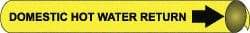 NMC - Pipe Marker with Domestic Hot Water Return Legend and Arrow Graphic - 10 to 10" Pipe Outside Diam, Black on Yellow - Apex Tool & Supply