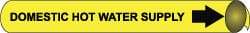 NMC - Pipe Marker with Domestic Hot Water Supply Legend and Arrow Graphic - 10 to 10" Pipe Outside Diam, Black on Yellow - Apex Tool & Supply