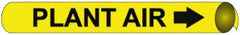 NMC - Pipe Marker with Plant Air Legend and Arrow Graphic - 6 to 8" Pipe Outside Diam, Black on Yellow - Apex Tool & Supply