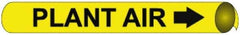 NMC - Pipe Marker with Plant Air Legend and Arrow Graphic - 8 to 10" Pipe Outside Diam, Black on Yellow - Apex Tool & Supply