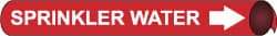 NMC - Pipe Marker with Sprinkler Water Legend and Arrow Graphic - 1-1/8 to 2-3/8" Pipe Outside Diam, White on Red - Apex Tool & Supply