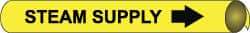 NMC - Pipe Marker with Steam Supply Legend and Arrow Graphic - 6 to 8" Pipe Outside Diam, Black on Yellow - Apex Tool & Supply