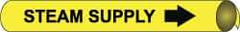 NMC - Pipe Marker with Steam Supply Legend and Arrow Graphic - 10 to 10" Pipe Outside Diam, Black on Yellow - Apex Tool & Supply