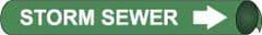 NMC - Pipe Marker with Storm Sewer Legend and Arrow Graphic - 10 to 10" Pipe Outside Diam, White on Green - Apex Tool & Supply